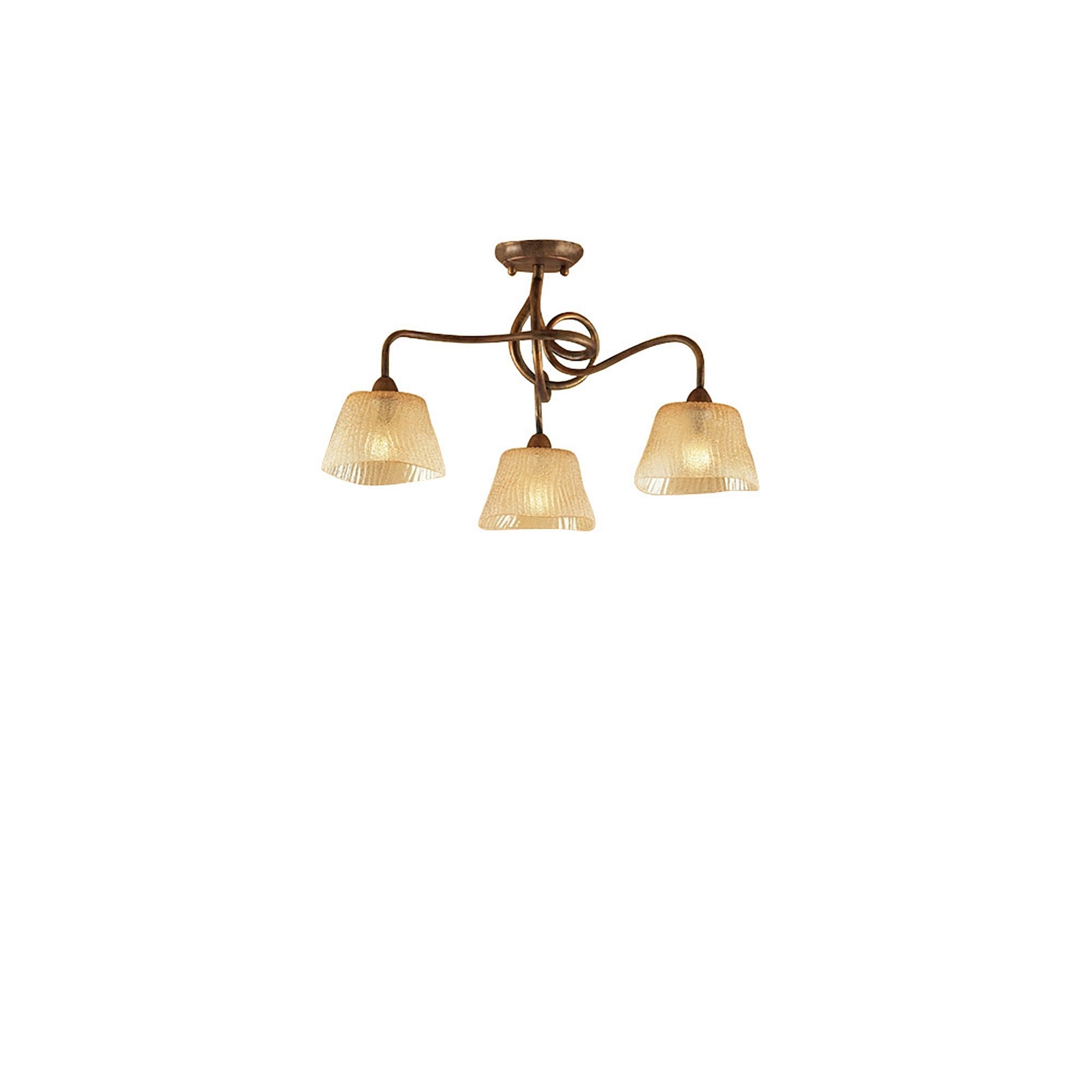 M39003 Tentacle Ceiling 3 Light E14 Rustic Gold