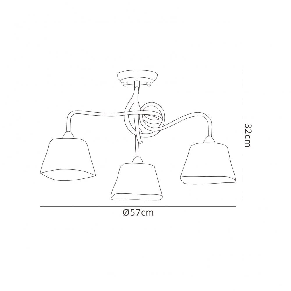 M39003 Tentacle Ceiling 3 Light E14 Rustic Gold