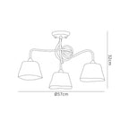 M39003 Tentacle Ceiling 3 Light E14 Rustic Gold