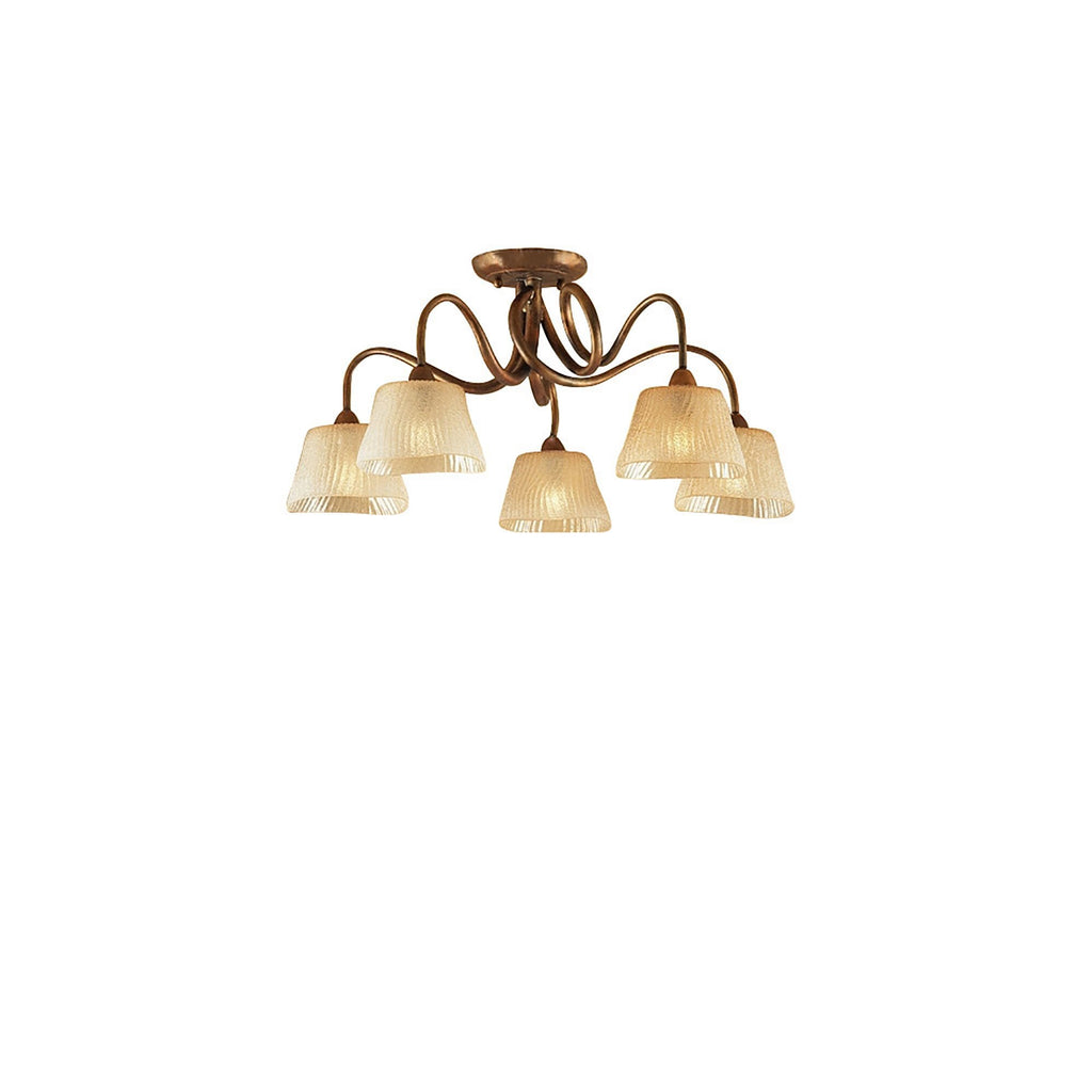 M39002 Tentacle Ceiling 5 Light E14 Rustic Gold (S)