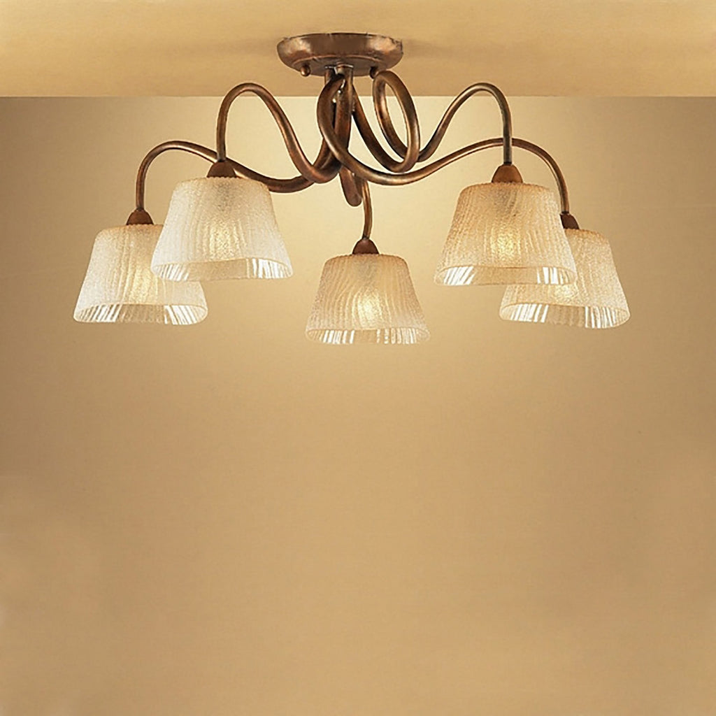 M39002 Tentacle Ceiling 5 Light E14 Rustic Gold (S)