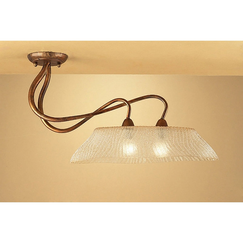 M39004 Tentacle Ceiling 2 Light E14 Rustic Gold