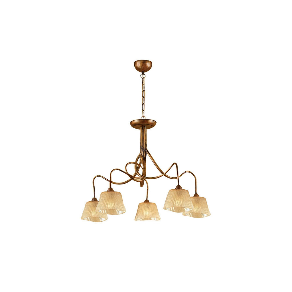 M39001 Tentacle Pendant 5 Light E14 Rustic Gold