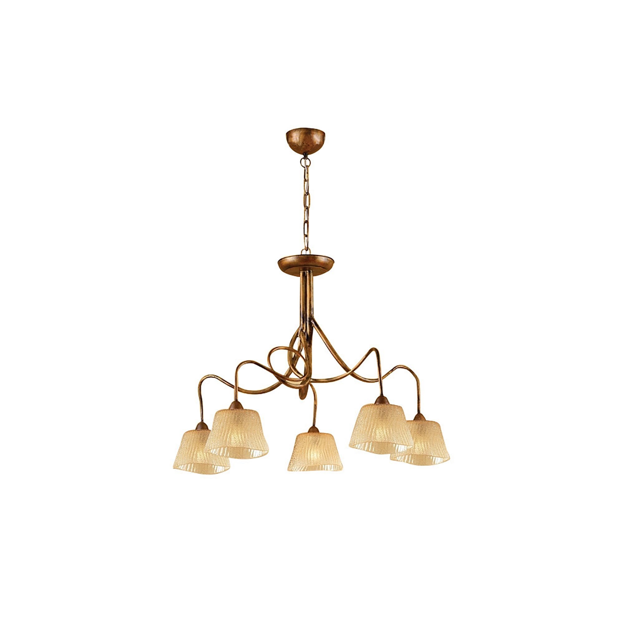 M39001 Tentacle Pendant 5 Light E14 Rustic Gold