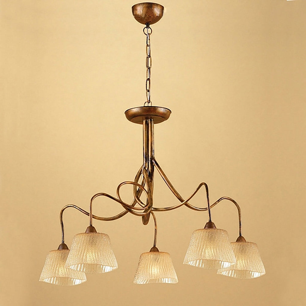 M39001 Tentacle Pendant 5 Light E14 Rustic Gold