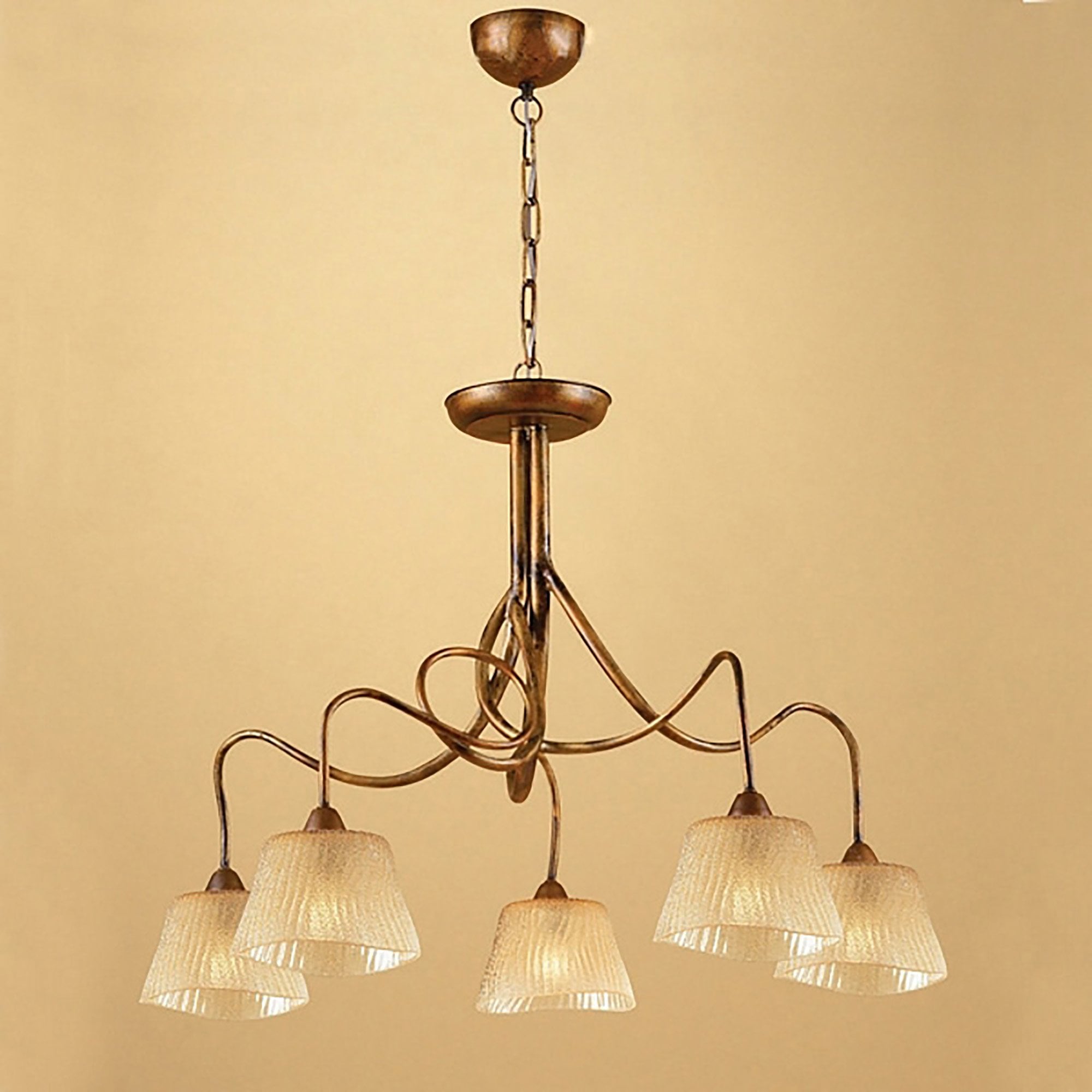 M39001 Tentacle Pendant 5 Light E14 Rustic Gold