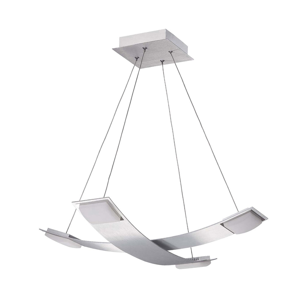 M8331/1 Thea Square Pendant 4 Light 28W LED Satin Aluminium/Frosted Acrylic