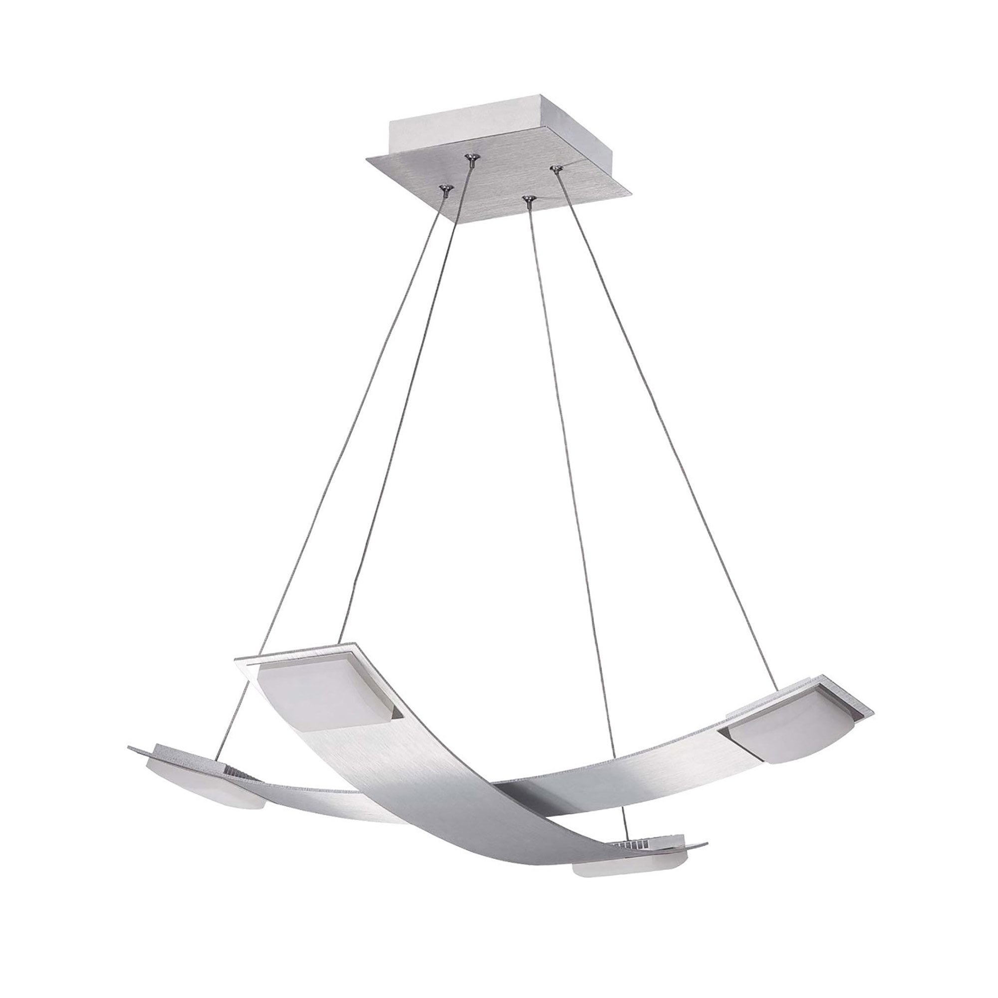 M8331/1 Thea Square Pendant 4 Light 28W LED Satin Aluminium/Frosted Acrylic