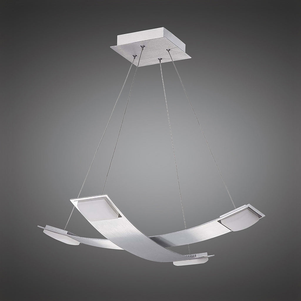 M8331/1 Thea Square Pendant 4 Light 28W LED Satin Aluminium/Frosted Acrylic