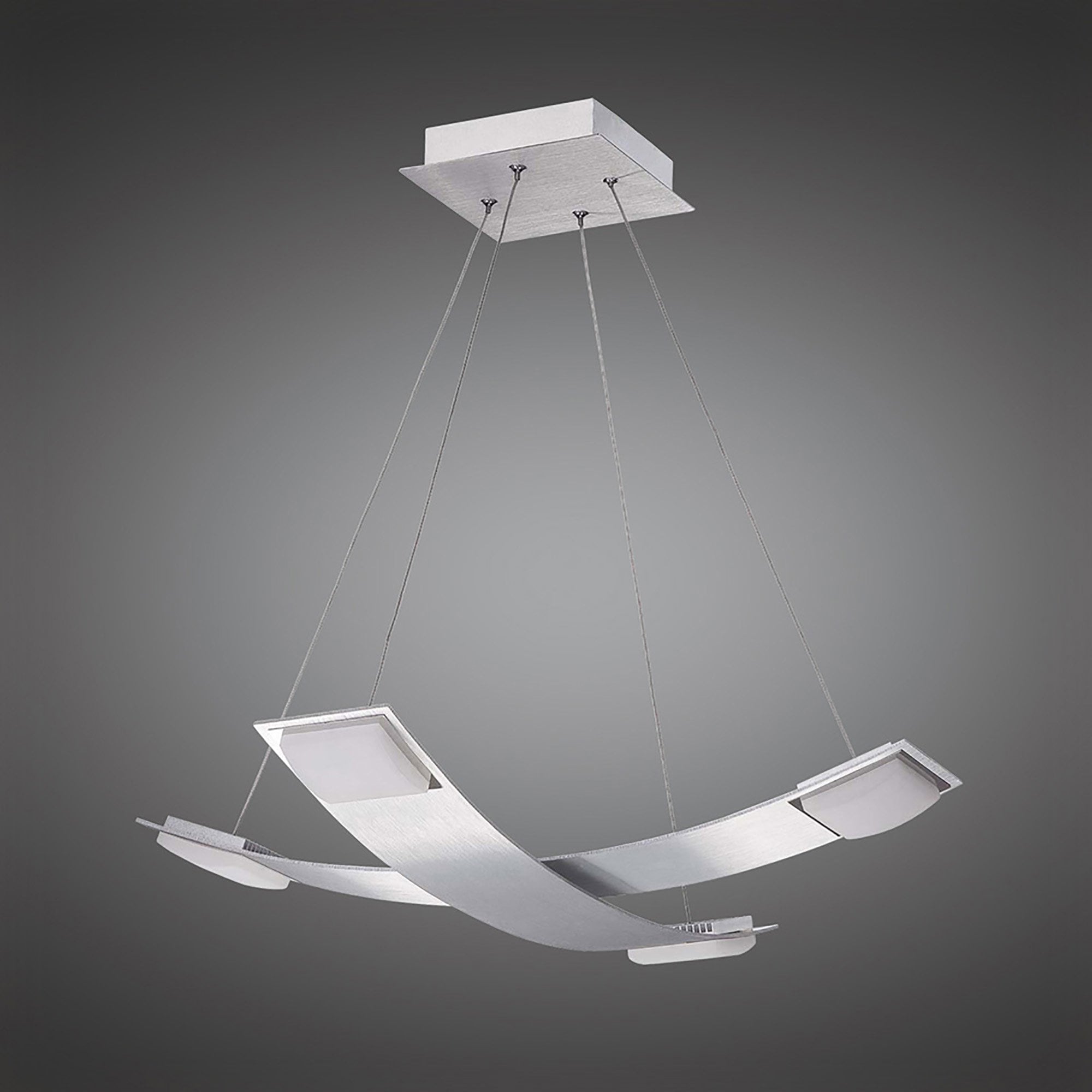 M8331/1 Thea Square Pendant 4 Light 28W LED Satin Aluminium/Frosted Acrylic