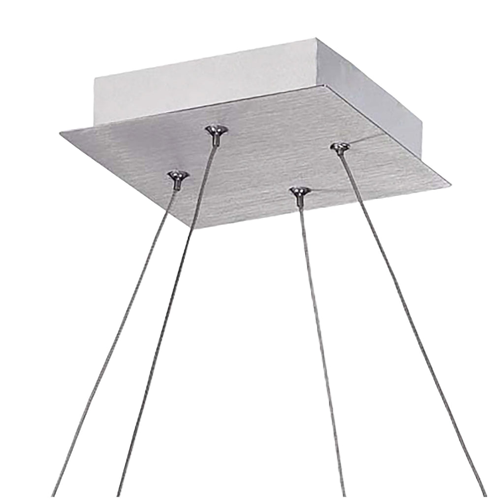 M8331/1 Thea Square Pendant 4 Light 28W LED Satin Aluminium/Frosted Acrylic