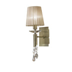 M3884 Tiffany Wall Lamp 1+1 Light E14 Soft Bronze Shade Antique Brass/Crystal