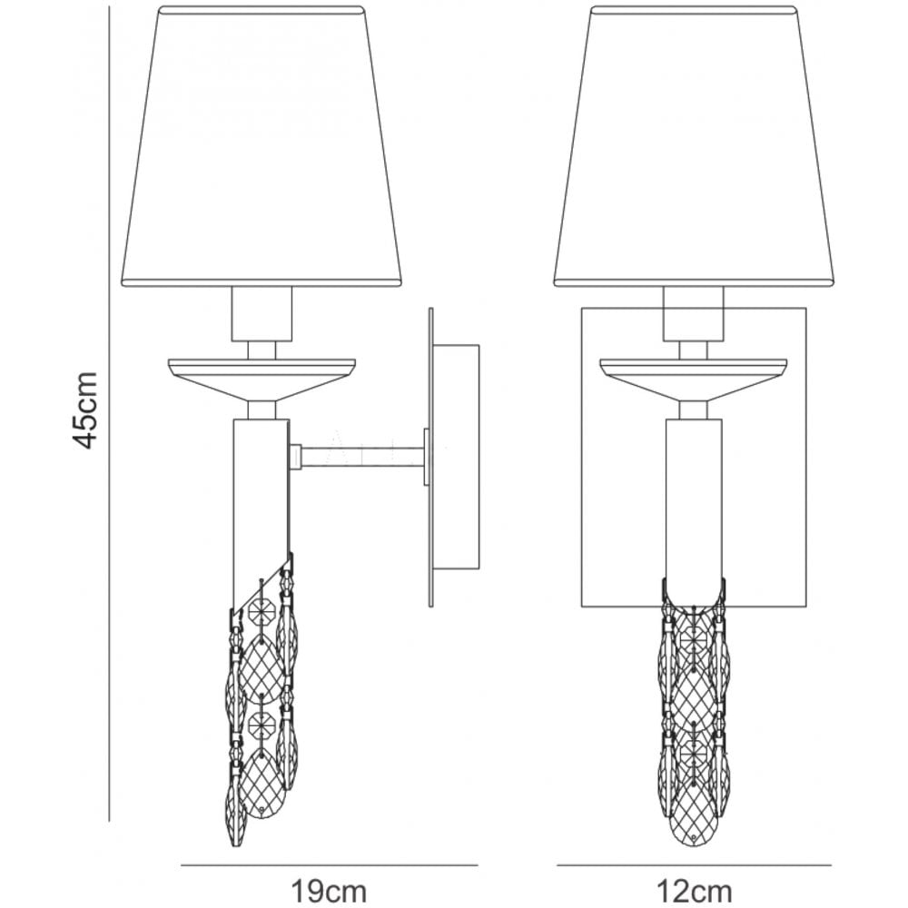 M3884 Tiffany Wall Lamp 1+1 Light E14 Soft Bronze Shade Antique Brass/Crystal