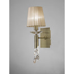 M3884 Tiffany Wall Lamp 1+1 Light E14 Soft Bronze Shade Antique Brass/Crystal