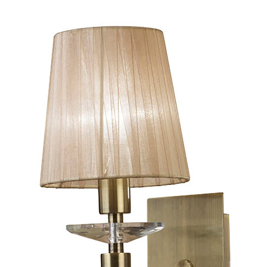 M3884 Tiffany Wall Lamp 1+1 Light E14 Soft Bronze Shade Antique Brass/Crystal