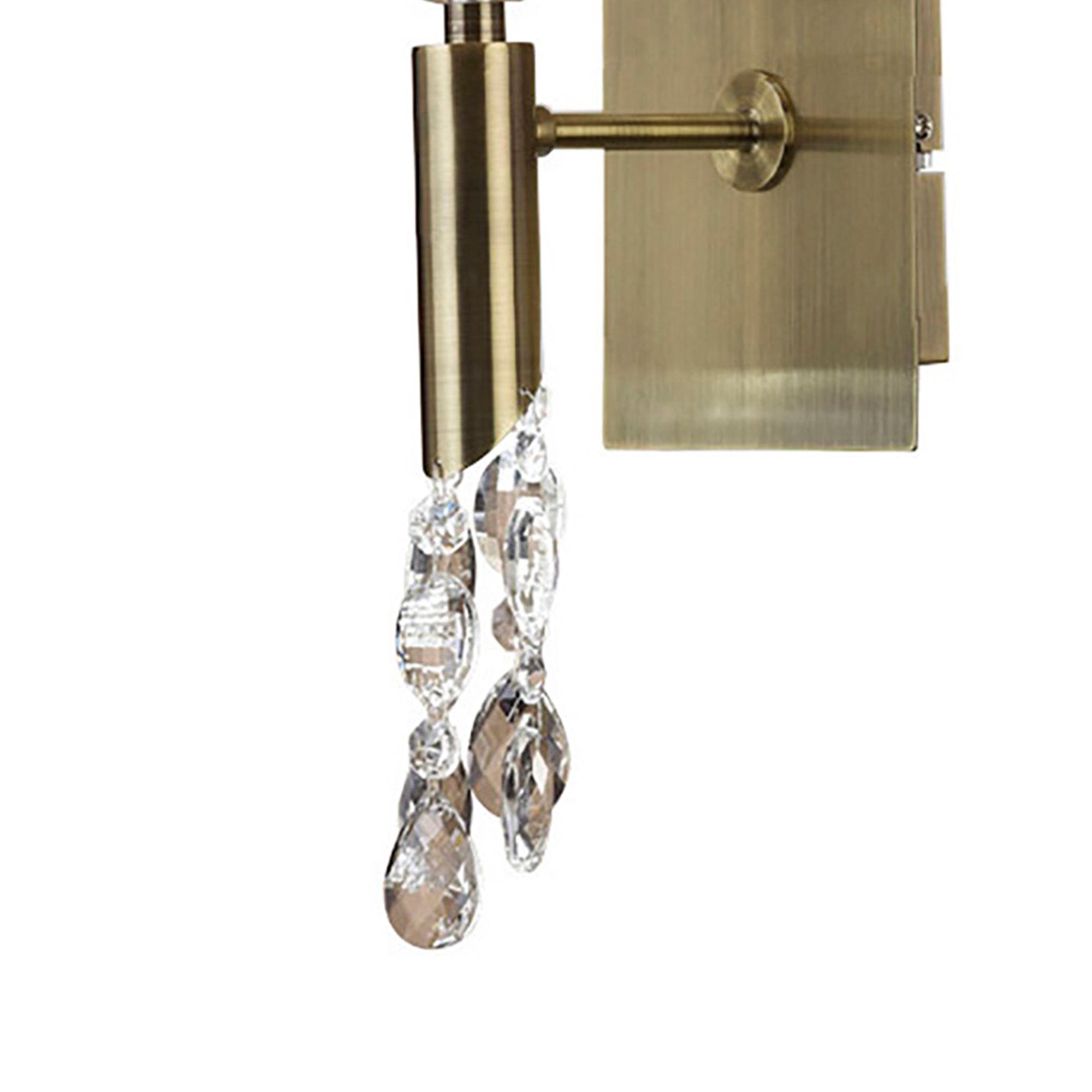 M3884 Tiffany Wall Lamp 1+1 Light E14 Soft Bronze Shade Antique Brass/Crystal