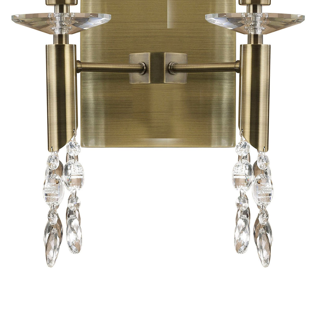 M3883 Tiffany Wall Lamp 2+2 Light E14 Soft Bronze Shades Antique Brass/Crystal