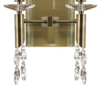 M3883 Tiffany Wall Lamp 2+2 Light E14 Soft Bronze Shades Antique Brass/Crystal