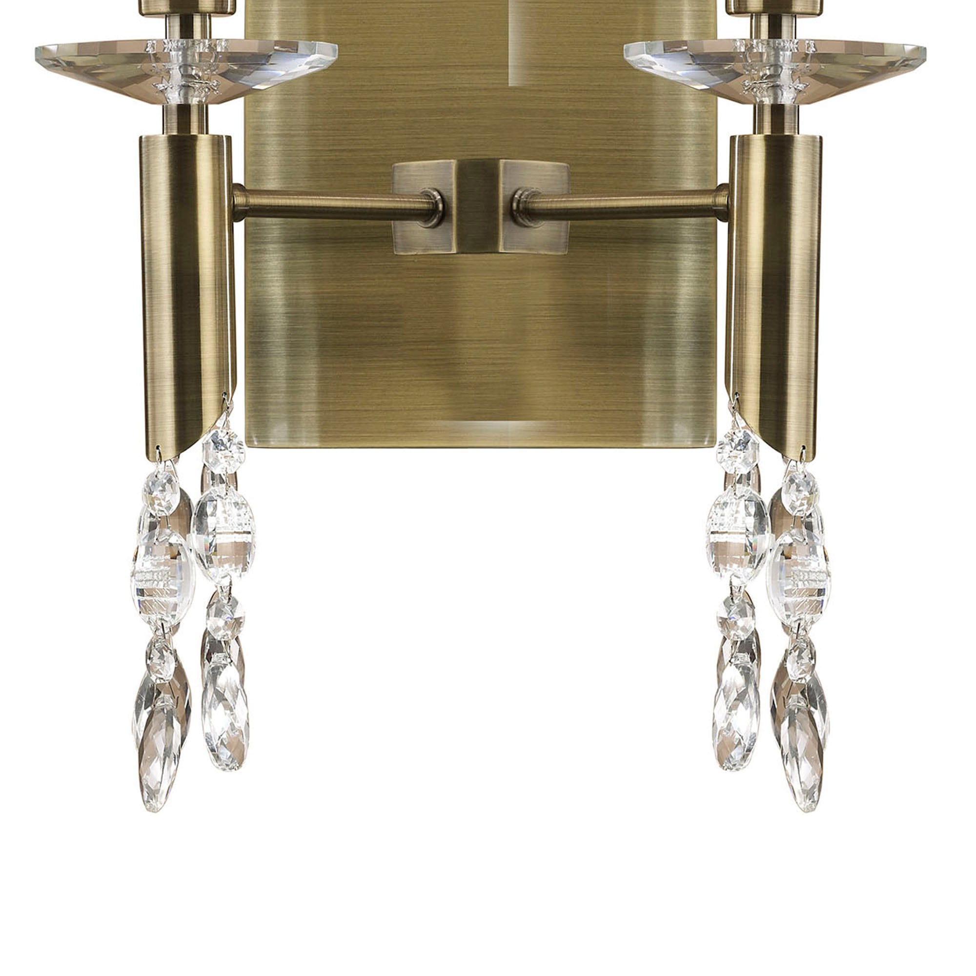 M3883 Tiffany Wall Lamp 2+2 Light E14 Soft Bronze Shades Antique Brass/Crystal