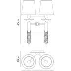 M3863 Tiffany Wall Lamp 2+2 Light E14 White Shades Polished Chrome/Crystal
