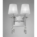 M3863 Tiffany Wall Lamp 2+2 Light E14 White Shades Polished Chrome/Crystal