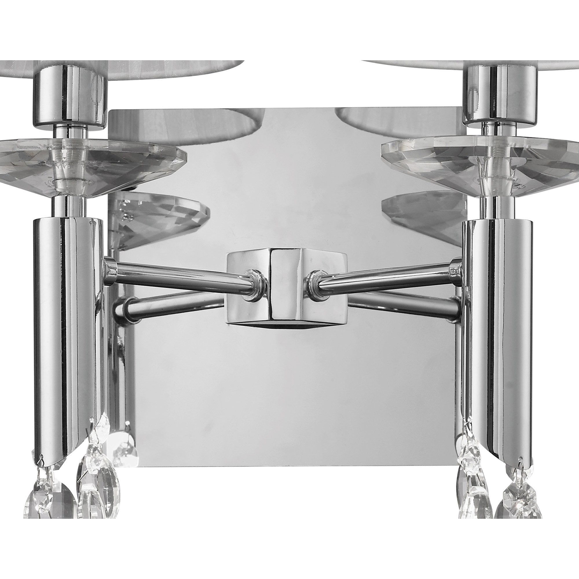 M3863 Tiffany Wall Lamp 2+2 Light E14 White Shades Polished Chrome/Crystal