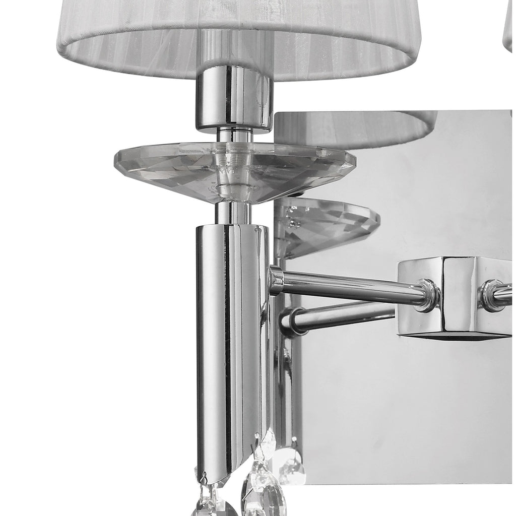 M3863 Tiffany Wall Lamp 2+2 Light E14 White Shades Polished Chrome/Crystal