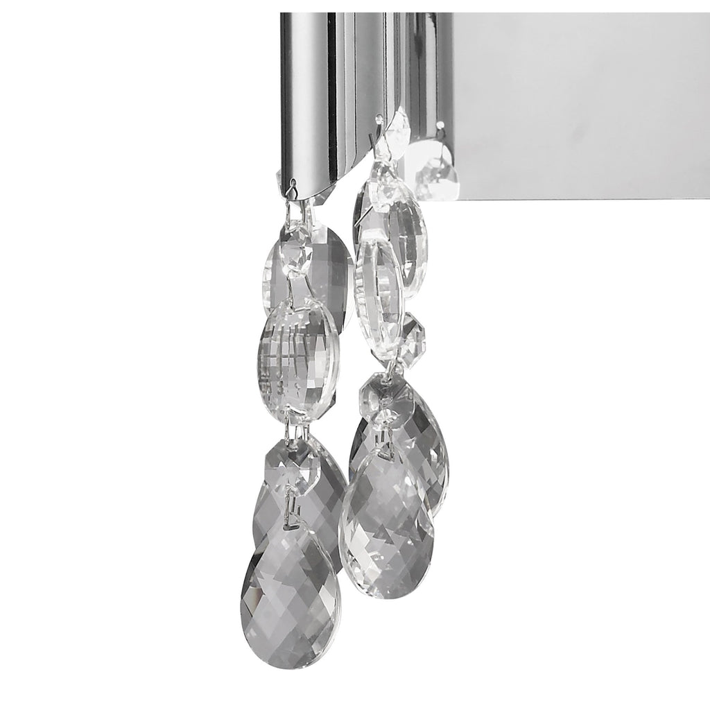 M3863 Tiffany Wall Lamp 2+2 Light E14 White Shades Polished Chrome/Crystal