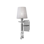 M3864 Tiffany Wall Lamp 1+1 Light E14 White Shade Polished Chrome/Crystal