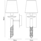 M3864 Tiffany Wall Lamp 1+1 Light E14 White Shade Polished Chrome/Crystal