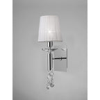 M3864 Tiffany Wall Lamp 1+1 Light E14 White Shade Polished Chrome/Crystal