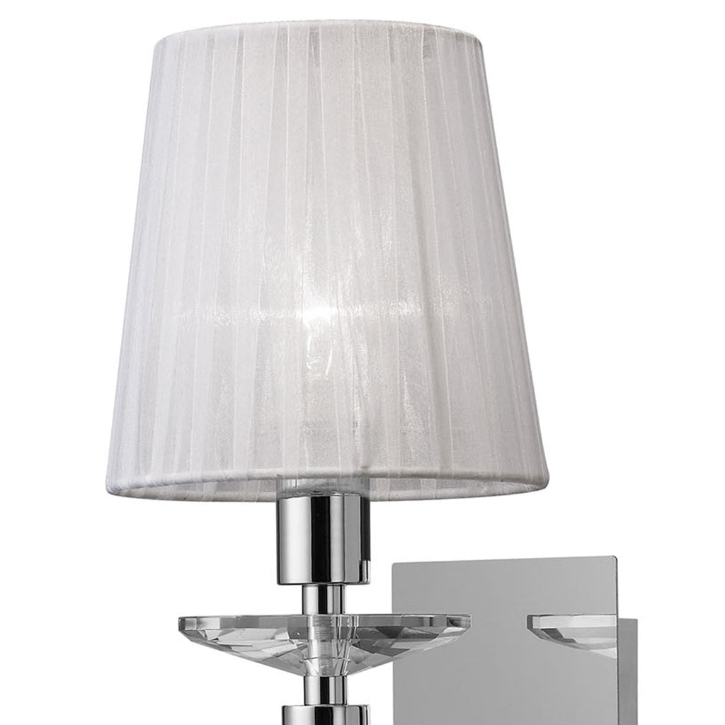 M3864 Tiffany Wall Lamp 1+1 Light E14 White Shade Polished Chrome/Crystal