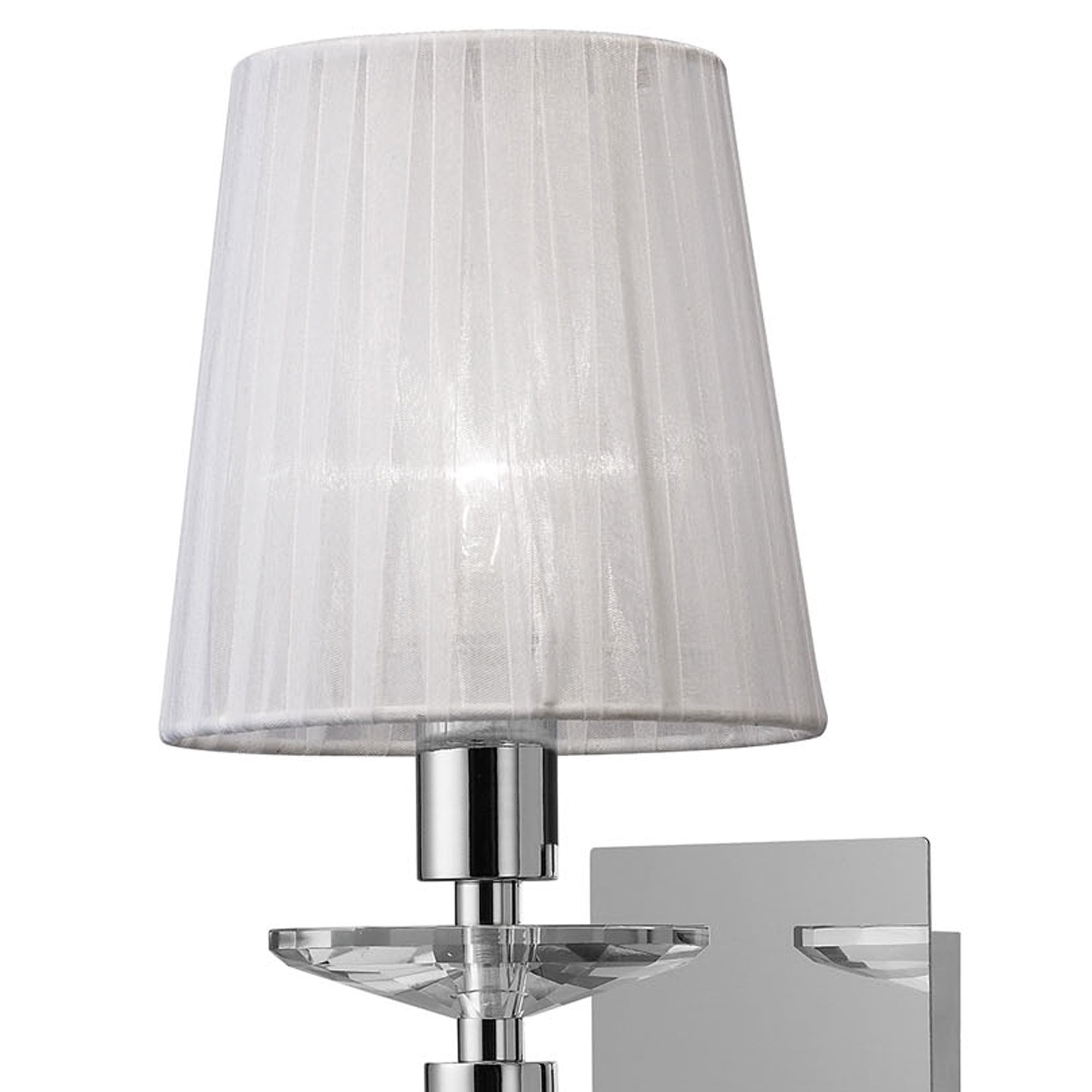 M3864 Tiffany Wall Lamp 1+1 Light E14 White Shade Polished Chrome/Crystal