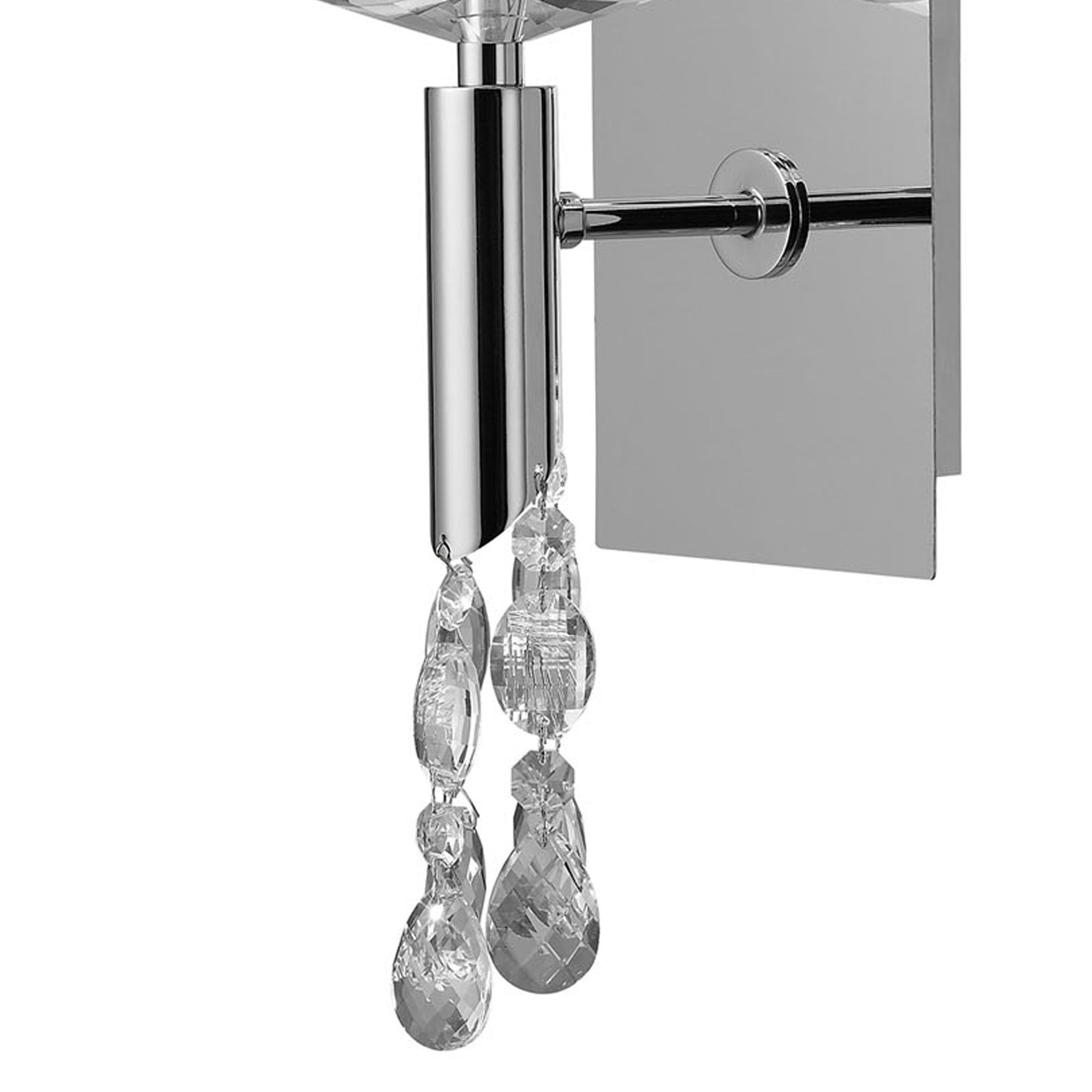 M3864 Tiffany Wall Lamp 1+1 Light E14 White Shade Polished Chrome/Crystal