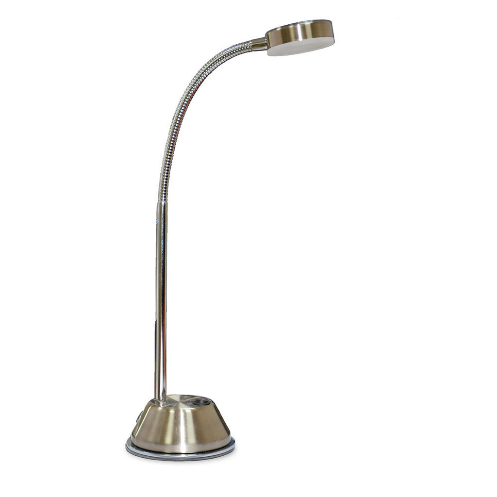M8143/1 Tobias Table Lamp 1 Light 3W LED Satin Nickel/Frosted Acrylic/Polished Chrome