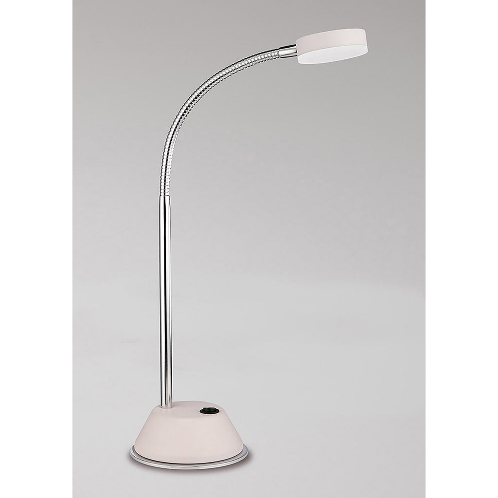 M8140/1 Tobias Table Lamp 1 Light 3W LED Matt White/Frosted Acrylic/Polished Chrome