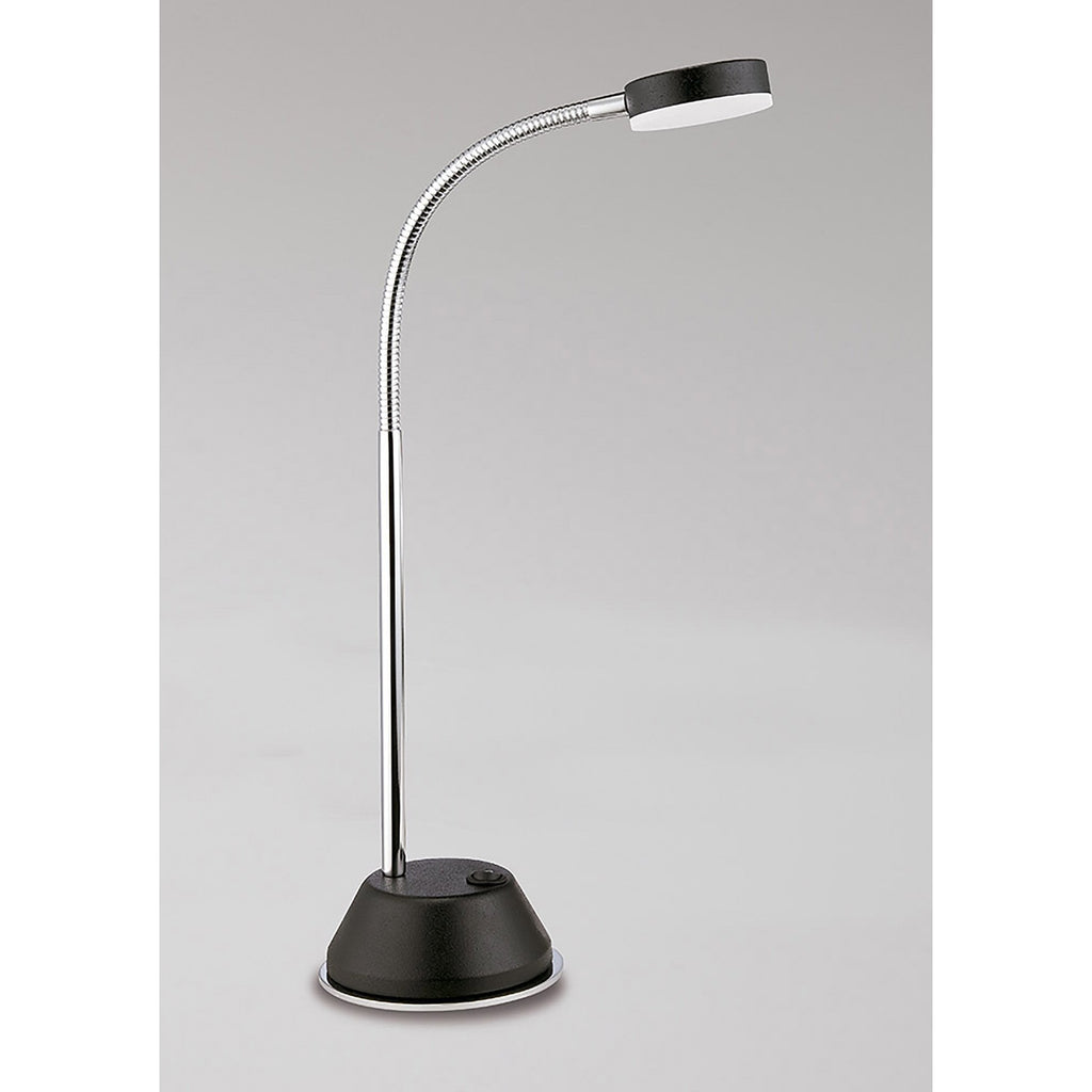 M8141/1 Tobias Table Lamp 1 Light 3W LED Matt Black/Frosted Acrylic/Polished Chrome