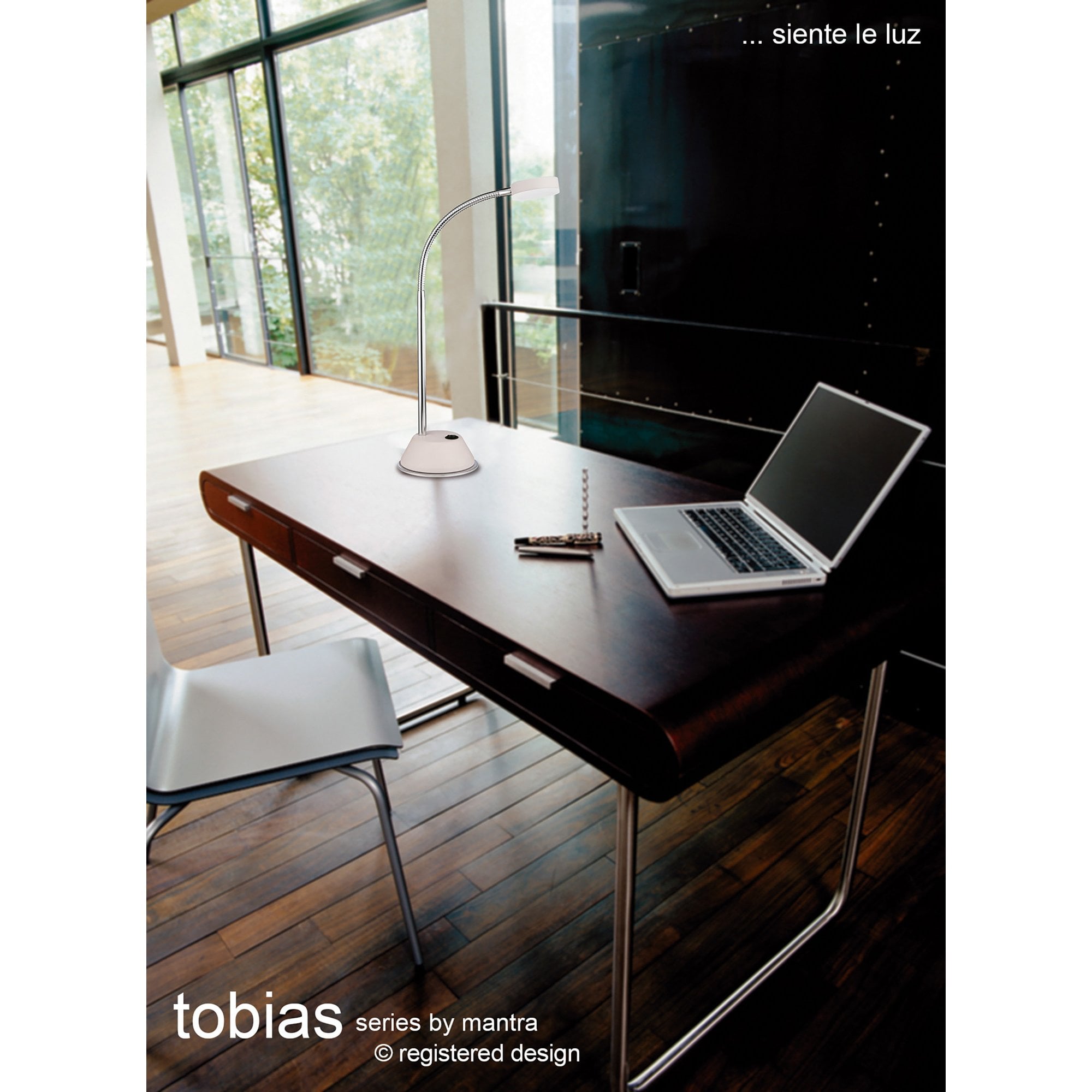 M8141/1 Tobias Table Lamp 1 Light 3W LED Matt Black/Frosted Acrylic/Polished Chrome