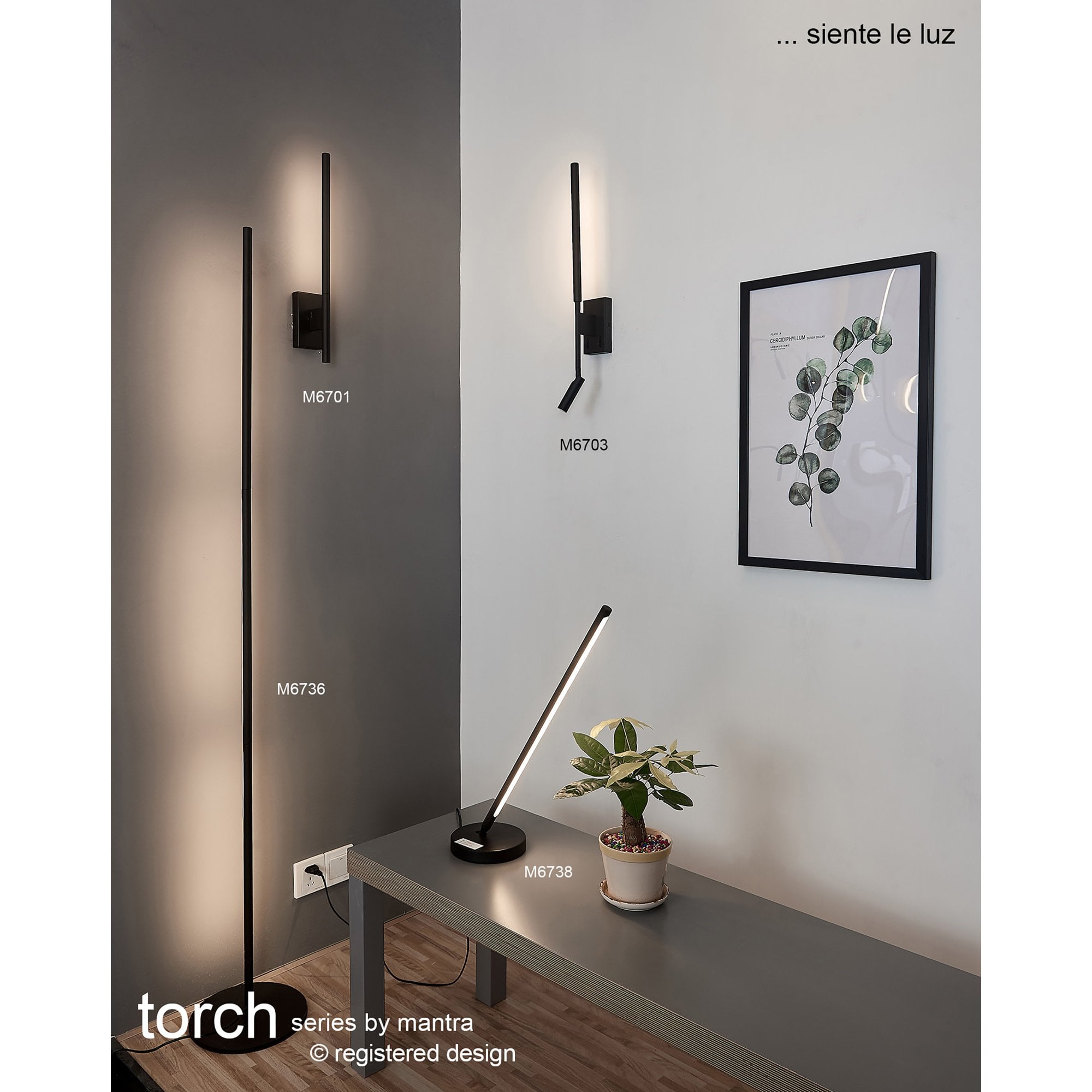 M6703 Torch Wall + Reading Light 6W + 3W LED Sand Black