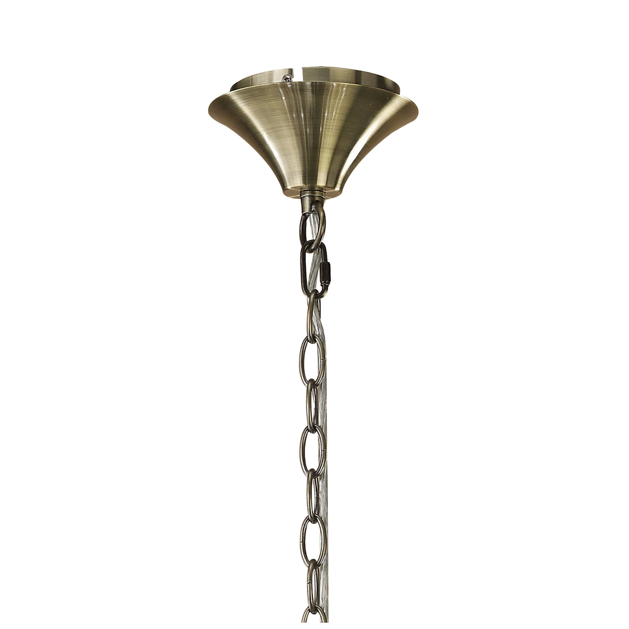 M3870/CS Tiffany Pendant 2 Tier 12+12 Light E14+G9 Antique Brass Cream Shades & Clear Crystal