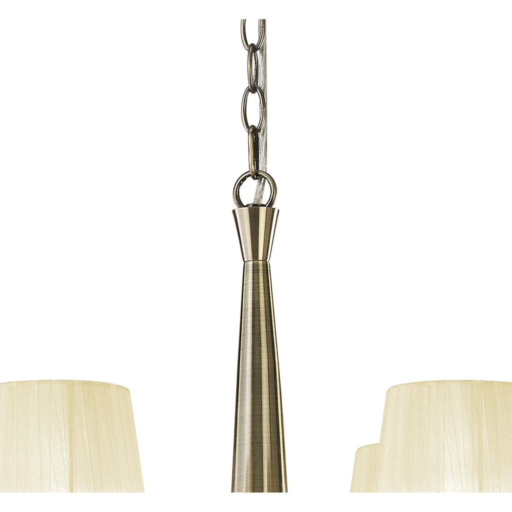 M3870/CS Tiffany Pendant 2 Tier 12+12 Light E14+G9 Antique Brass Cream Shades & Clear Crystal