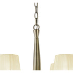 M3870/CS Tiffany Pendant 2 Tier 12+12 Light E14+G9 Antique Brass Cream Shades & Clear Crystal