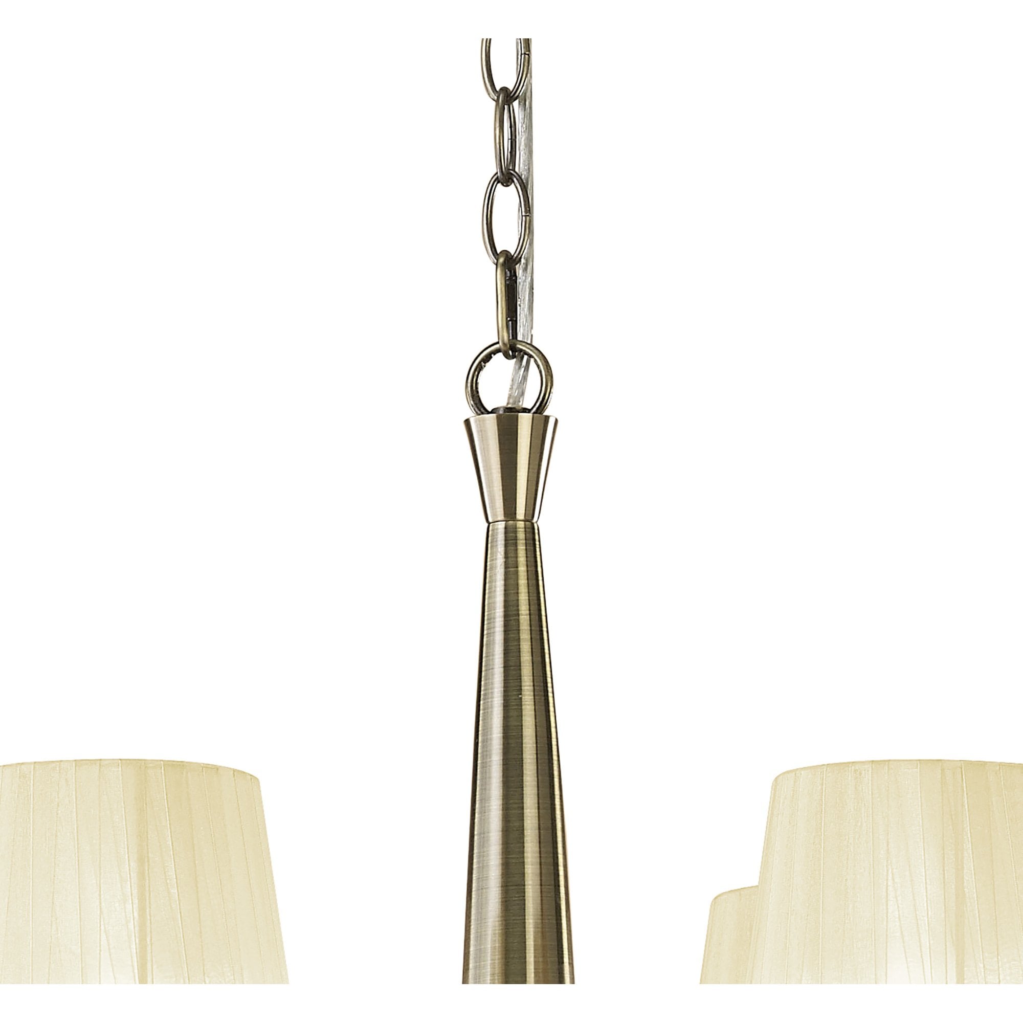 M3870/CS Tiffany Pendant 2 Tier 12+12 Light E14+G9 Antique Brass Cream Shades & Clear Crystal