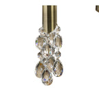 M3870/CS Tiffany Pendant 2 Tier 12+12 Light E14+G9 Antique Brass Cream Shades & Clear Crystal