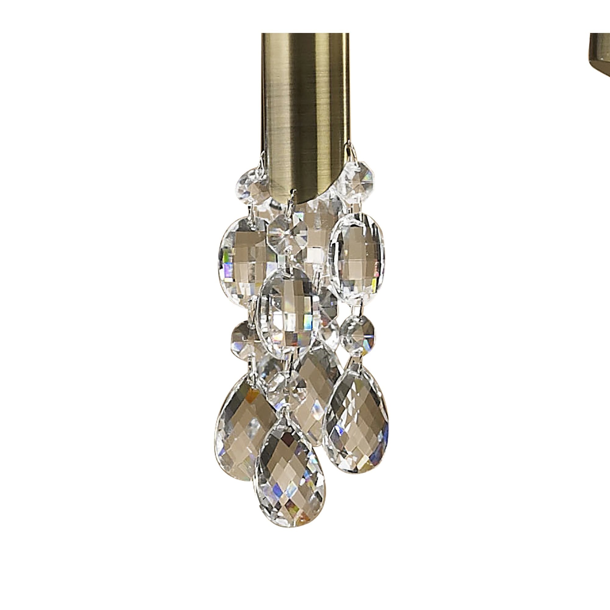 M3870/CS Tiffany Pendant 2 Tier 12+12 Light E14+G9 Antique Brass Cream Shades & Clear Crystal