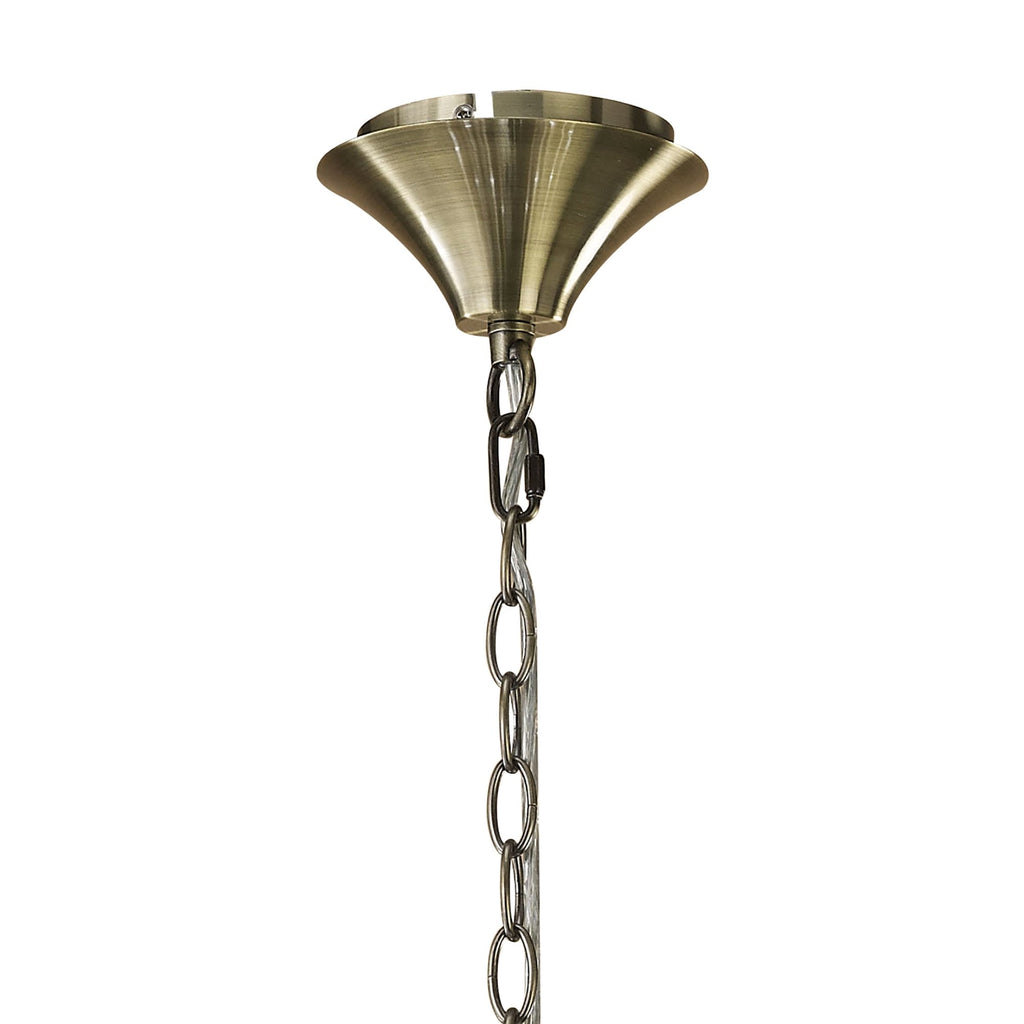M3870/WS Tiffany Pendant 2 Tier 12+12 Light E14+G9 Antique Brass White Shades & Clear Crystal