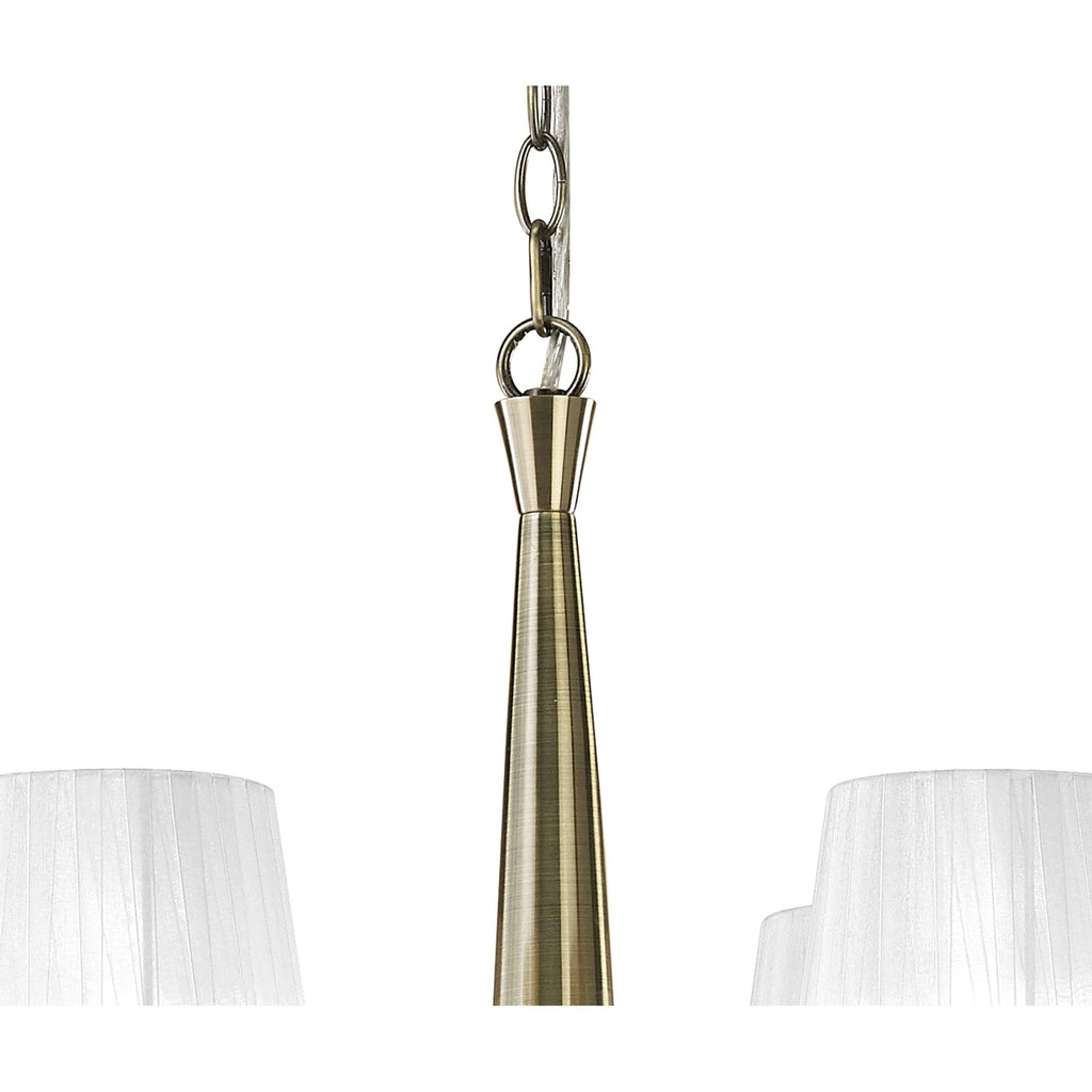 M3870/WS Tiffany Pendant 2 Tier 12+12 Light E14+G9 Antique Brass White Shades & Clear Crystal