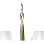 M3870/WS Tiffany Pendant 2 Tier 12+12 Light E14+G9 Antique Brass White Shades & Clear Crystal