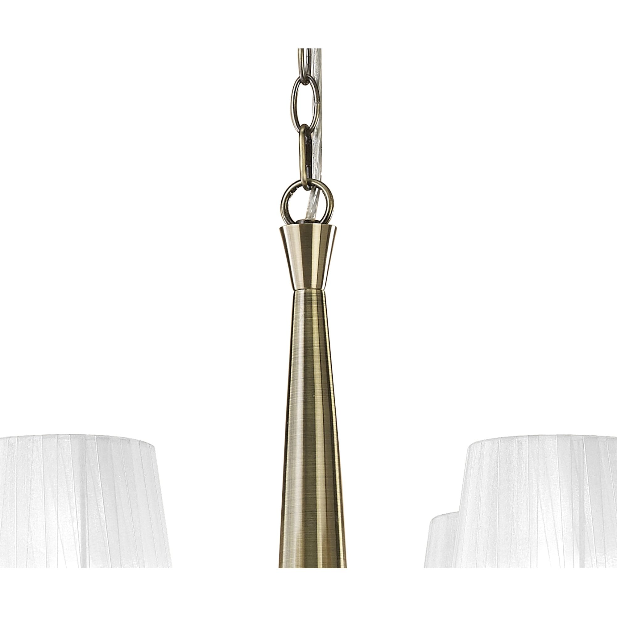 M3870/WS Tiffany Pendant 2 Tier 12+12 Light E14+G9 Antique Brass White Shades & Clear Crystal