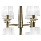 M3870/WS Tiffany Pendant 2 Tier 12+12 Light E14+G9 Antique Brass White Shades & Clear Crystal